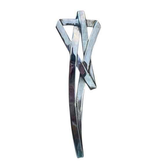 Elongated Star Brooch Pendant Sterling Silver Mexico Vtg Stretched 4” Long - Picture 2 of 4